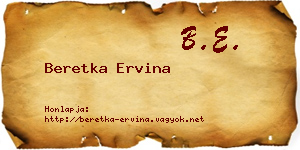 Beretka Ervina névjegykártya